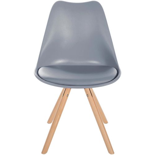 Chaise De Salle À Manger X1 Style Scandinave Assise En Plastique Gris Et Pieds Ronds En Bois Clair 10_0001446