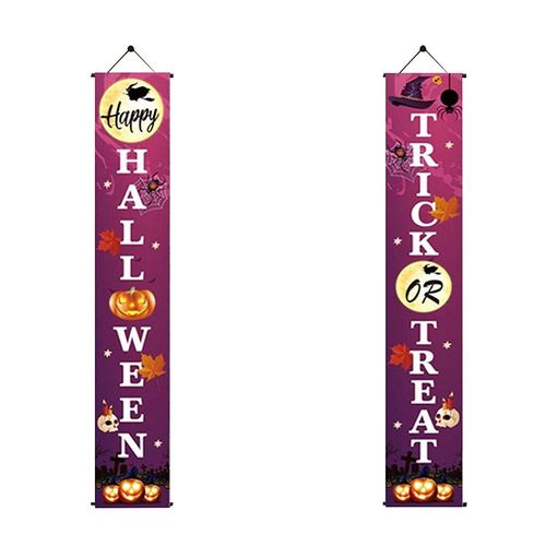 Couplet À Suspendre Pour Halloween, 1 Paire, Pour Porte, Pour Tours Ou Friandises, Drapeaux Suspendus Pour Fête D'halloween, Signe De Décoration, Bannières