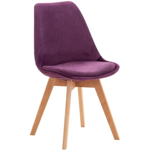 Chaise De Salle À Manger X1 Design Scandinave En Velours Violet Et Pieds En Bois Clair 10_0002284
