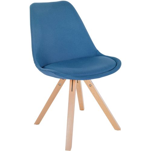 Chaise De Salle À Manger X1 Style Scandinave En Tissu Bleu Pieds En Bois Clair 10_0001484