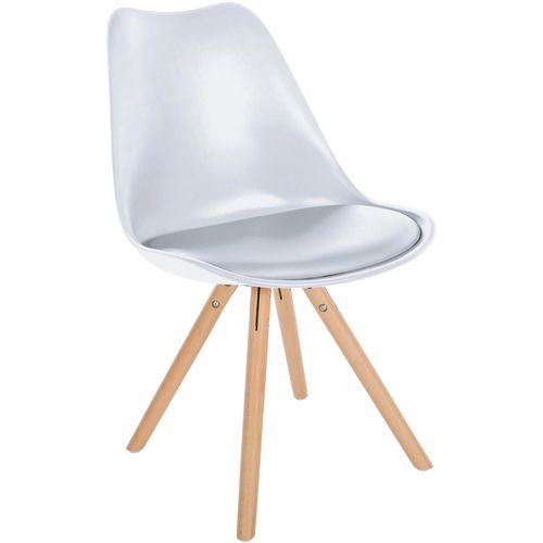 Chaise De Salle À Manger X1 Style Scandinave Assise En Plastique Blanc Et Pieds Ronds En Bois Clair 10_0001447