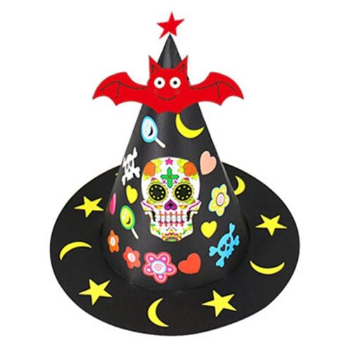 Chapeau De Sorcière Fait À La Main Pour Enfants, Chapeau De Cowboy Conique, Ornements En Papier, Fournitures D'halloween, Décoration De Fête, Dessin Animé