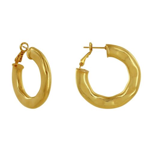 Les Poulettes Bijoux - Boucles D'oreilles Métal Doré Créoles Bosselées