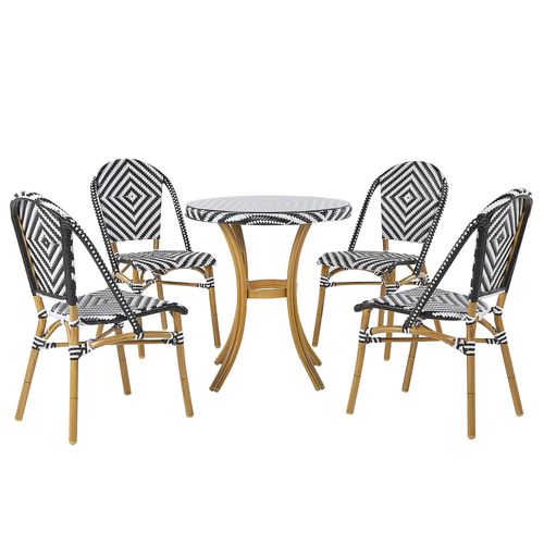 Salon De Jardin Table Et 4 Chaises Noir / Blanc Rifreddo