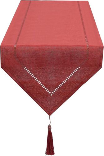 Chemin De Table Lin Rouge 32 X 275 Cm, Chemin De Table De Haute Qualit, Chemin De Table Uni, Moderne, Facile D'entretien Pour Table Manger, Table Bas