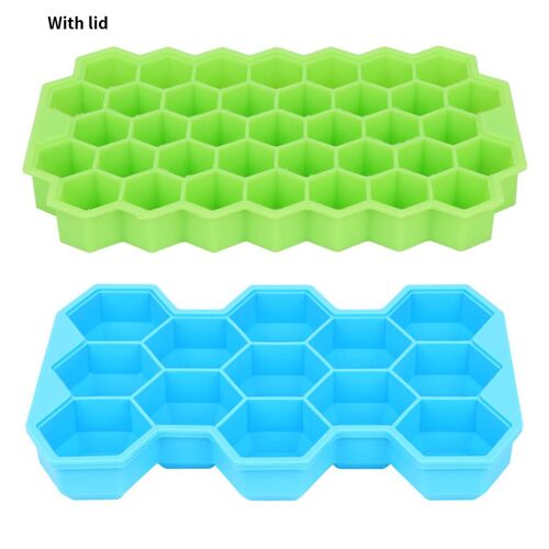 Bac À Glaçons En Silicone, Grilles Hexagonales Avec Couvercle Pour Bar De Cuisine, Machine À Glaçons En Nid D'abeille, Outil De Bar De Cuisine