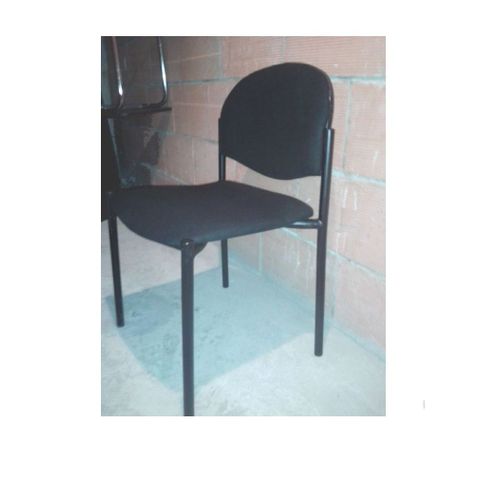 Chaise Bureau Visiteur Acier Confortable Siege Rembourre Dossier Soutien Dos Large Tissu Noir Réception D'appoint Empilable