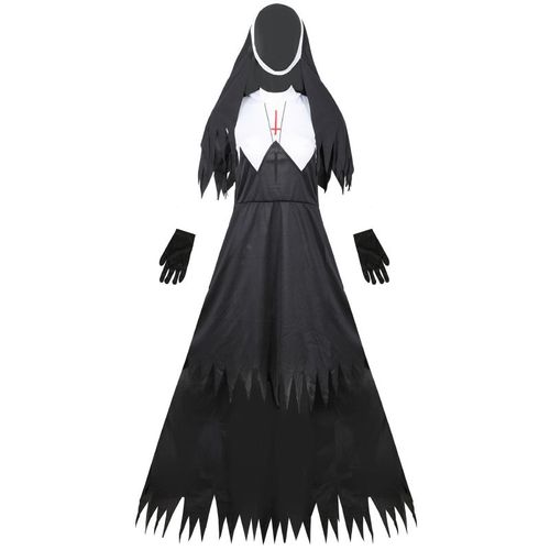 Costume De Cosplay D'halloween Pour Femmes, Robe Fantaisie Noire, Déguisement De Fête De S¿Ur De Terreur, Fantaisie Féminine Pour Adultes