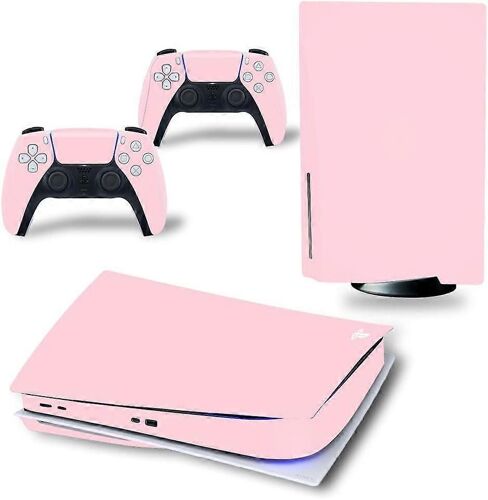 Autocollant De Skin Pour Console Ps5 Disc Edition Et Manettes Sans Fil, Enveloppe De Couverture En Vinyle Pour Ps5 Disc Edition (Rose Clair)