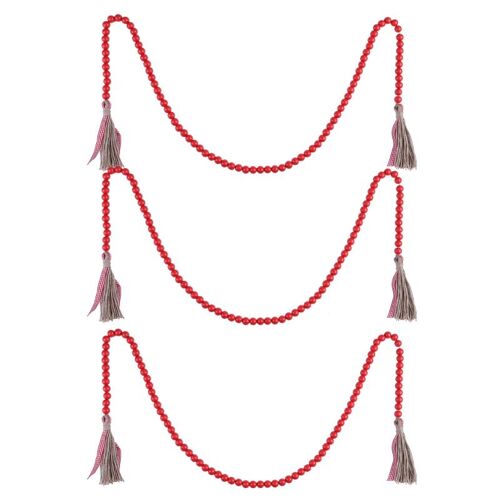 Guirlande de perles en bois avec glands, 3/4 pièces, pour les décorations de noël, décoration murale de maison
