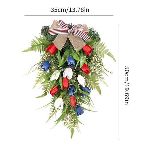 Couronne De Tulipes Artificielles, Guirlande Décorative Pour Le Jour De L'indépendance, Décoration Murale Pour Fenêtre De Mariage, Bricolage Pour Noël, Pour La Maison