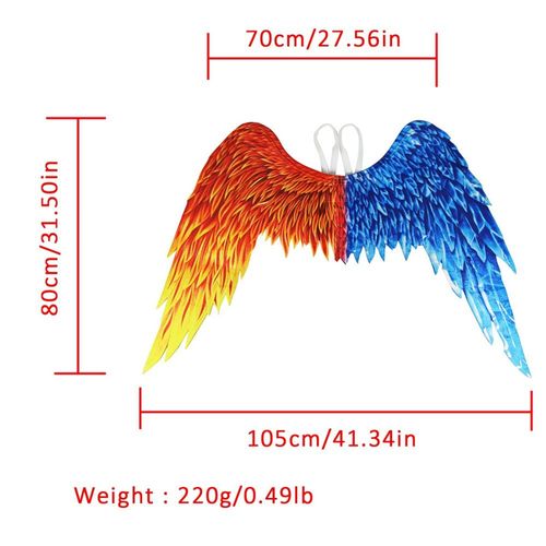 Costume De Cosplay Pour Enfants Et Adultes, Plumes Non Tissées, Ailes D'ange, Accessoires De Déguisement Pour Halloween, Glace Et Feu