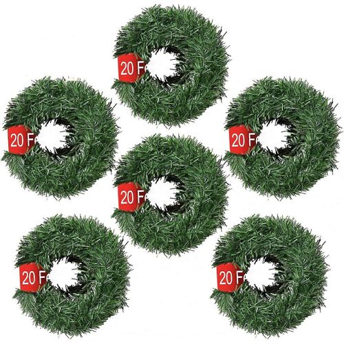 Couronne de Noël de 120 pieds, couronne verte, couronne verte de Noël, couronne de pin de 6 brins, couronne de Noël en plein air, pour cheminée d'escalier, en plein air, à l'intérieur