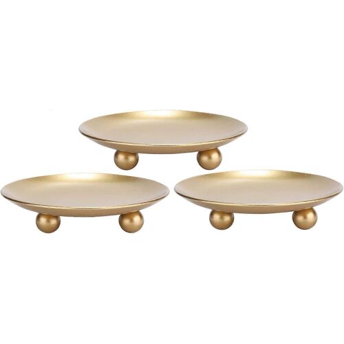 Bougeoir plaque de fer, or, bougeoir pilier de fer décoratif, lot de 3, support de bougie pour bougies de cire