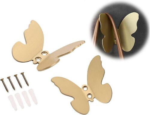 Crochets muraux décoratifs, petits crochets modernes en laiton doré, crochet pour serviette de bain papillon, crochets pour chapeau de manteau, crochets pour peignoirs pour chambre d'entrée, acier ino