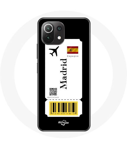 Coque Pour Xiaomi Mi 11 Lite Billet D'avion Madrid Espagne