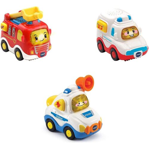 Vtech 80-242104 Tut Tut Baby Flitzer Lot De 3 Véhicules D'intervention (Camion De Pompier, Véhicule De Secours, Police), Voitures Pour Bébé, Multicolore