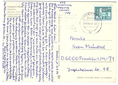 Rda Timbre Allemagne De L'est Sur Carte Postale