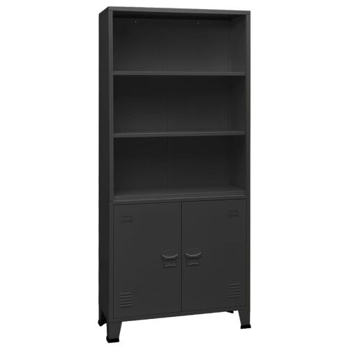 Vidaxl Bibliothèque Industrielle Anthracite 80x32x180 Cm Acier