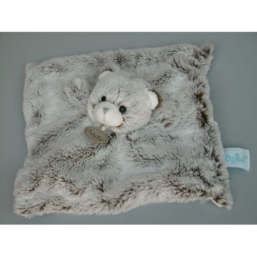 Doudou Ours Plat Marron Gris Chiné Blanc Flocons Babynat