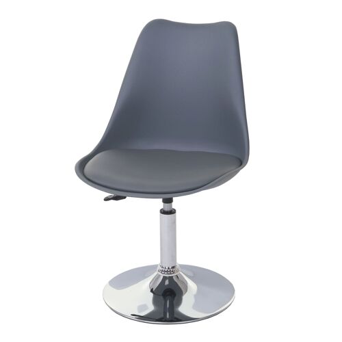 Chaise pivotante cuisine salle à manger réglable en hauteur synthétique gris foncé pied chromé 04_0002036