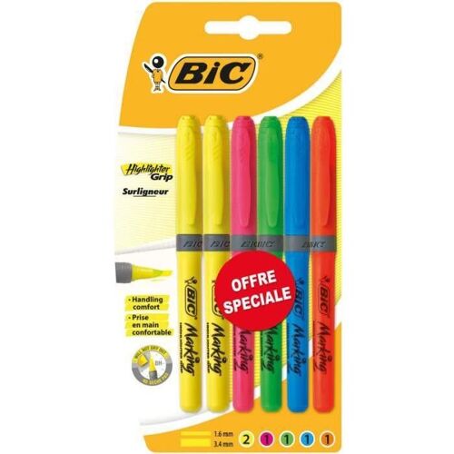 Bic Surligneur Brite Liner Grip Assortis X6