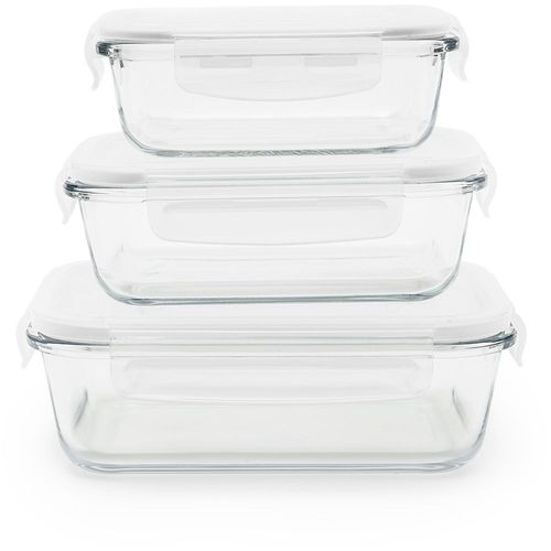 Boîte Hermétique Pebbly Rectangulaire En Verre Lot De 3