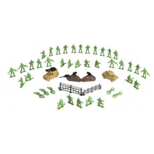 Set De Jeu Militaire 50 Pieces Avec Soldats, Vehicules, Accessoires - Figurines Plastique - Ensemble Combat Force - Jouet Garcon