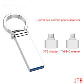 Clé Usb 3.0 métallique étanche avec 2 adaptateurs de téléphone Android, 2 to, 1 to