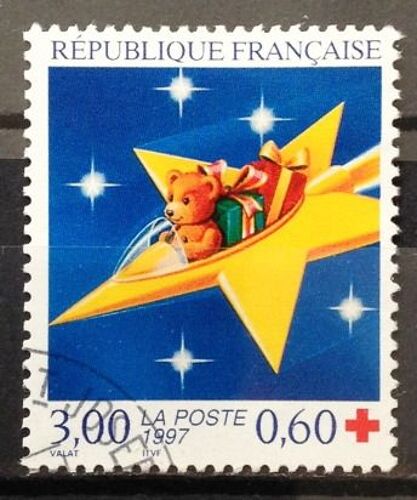 Croix Rouge 1997 - Ourson Et Cadeaux Dans Etoile Soucoupe 3,00+0,60 (Superbe N° 3122) Obl - N17814