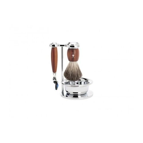 Mühle S81h331sf Set De Rasage Muhle « Vivo », 3 Pièces, Manche Du Rasoir Et Monture Du Blaireau Prunier 