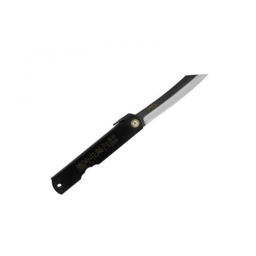 Higonokami 916.N Couteau Lame Semi-Brute Acier Carbone San Mai Sk2 (Laminé 3 Couches) Manche 10 Cm Acier Noir Noir