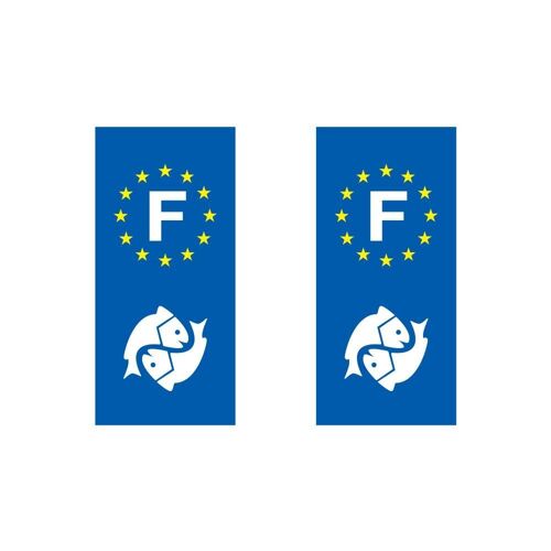 2 Sticker Plaque Immatriculation Poisson Adhésif Autocollant Auto