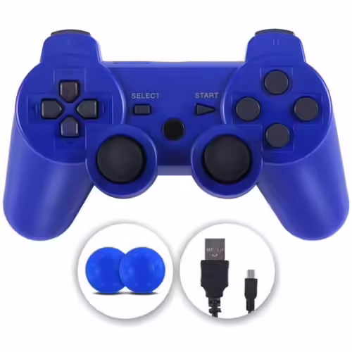Gamepad - Non Sony - Double Shock - Bluetooth - Compatible PS3 - Couleur BLEU.