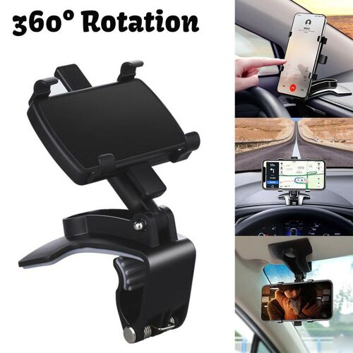 Support De Téléphone Portable Pour Voiture, Angle Réglable À 360 °, Noir, Pour Tableau De Bord, 1 Pièce
