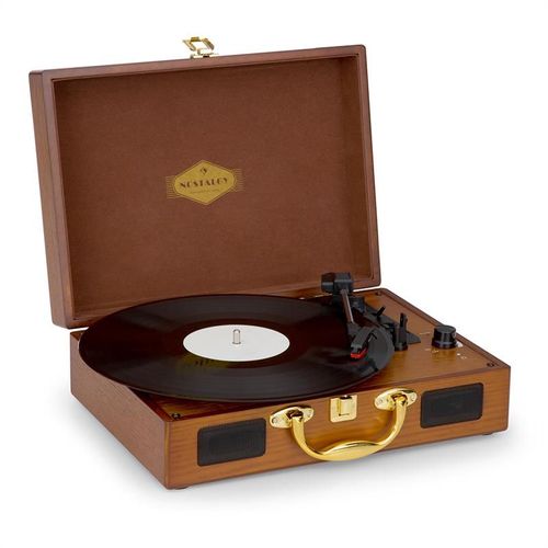 Nostalgy by auna Peggy Sue Platine vinyle rétro LP USB AUX - Aspect bois & or