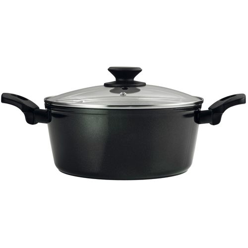 Casserole Induction 24cm Aluminium Forgé, Antiadhésif Sans Pfoa, Couvercle Verre, , Noir, Fagor, Vivant