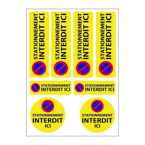 Planche A4 De Stickers Stationnement Interdit Adhésif Autocollant - C33