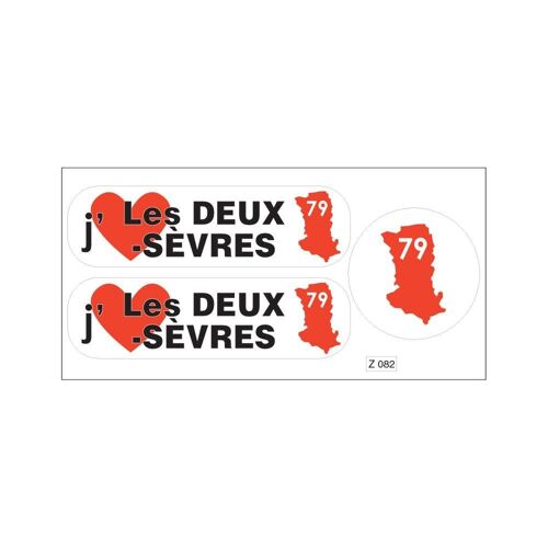 Planche A4 De Stickers Département 79 J'aime Les Deux Sèvres Autocollant Adhésif