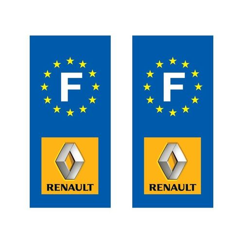 Lot De 2 Sticker Plaque Immatriculation Adhésif Autocollant Logo Marque Voiture Renault