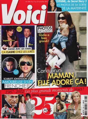 Voici / 17-11-2012 N°1306 : Carla Bruni (2p) - Kristen Stewart (3p) - Justin Bieber (1p)