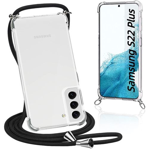 Caslord Coque Pour Samsung Galaxy S22 Plus / S22+ 5g Avec Cordon, Coque Tpu Antichoc | Cordon Amovible Tour De Cou | Coque Collier Longueur Réglable 160cm -Noir