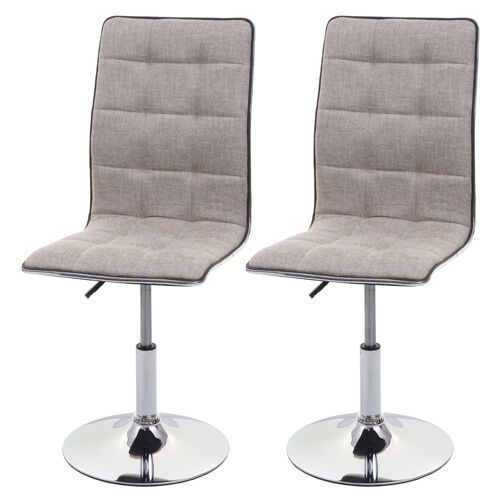 Lot de 2 chaises à manger cuisine réglable en hauteur en tissu gris crème design chic et élégant 04_0000350