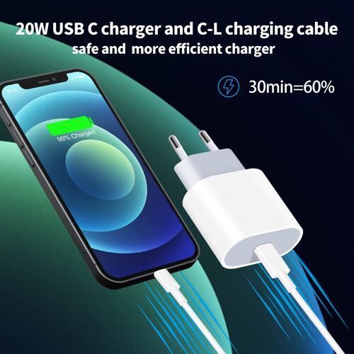 (Lot De 2) 20w Chargeur Rapide Phone Compatible Avec Iphone 14 13 12 Mini/Pro/Pro Max, Xs, Xr, 8 Plus, I Pad Pro 12,9/11 Pouces Etc, Pd 3.0 Adaptateur Bloc Secteur Usb C Prise De Charge