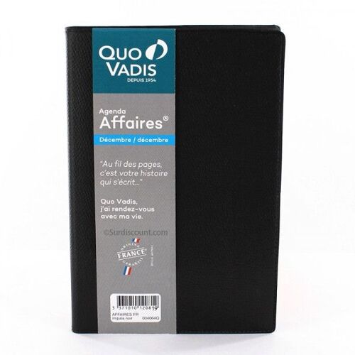Agenda Semainier 2024 Affaires - 10 X 15 Cm - Noir - Quo Vadis