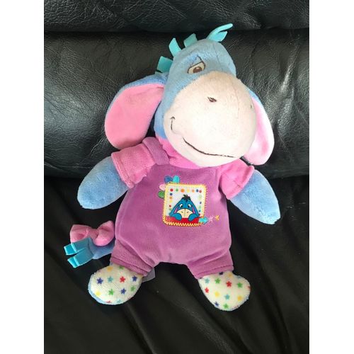 Peluche Doudou Bourriquet Disney Nicotoy  23 cm Salopette violette mauve