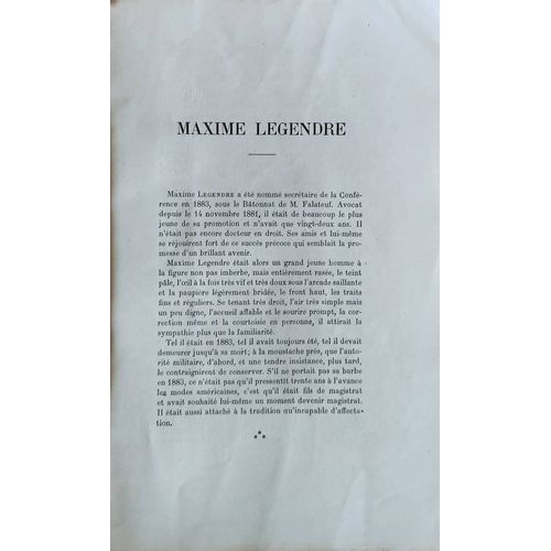 Maxime Legendre (1861 - 1911) Notice Lue À L'assemblée Générale Du 8 Décembre 1913 Par Léon Desforges, Avocat À La Cour D'appel De Paris
