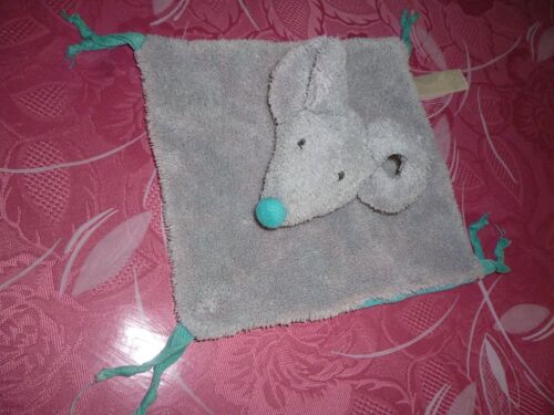 Doudou Plat Souris Grise Et Bleu Happy Horse