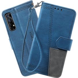 Coque Compatible Avec Oppo Realme 7 / Oppo Realme Narzo 20 Pro, Portefeuille Housse En Cuir Pu Pour Realme 7 / Realme Narzo 20 Pro, Magnetique Antichoc Flip Coque, Bleu