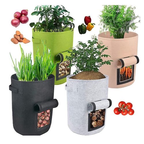 Sacs de culture pour tomates, pommes de terre, fraises, fleurs, fruits, sacs de plantation ventilés pour jardin (lot de 4)